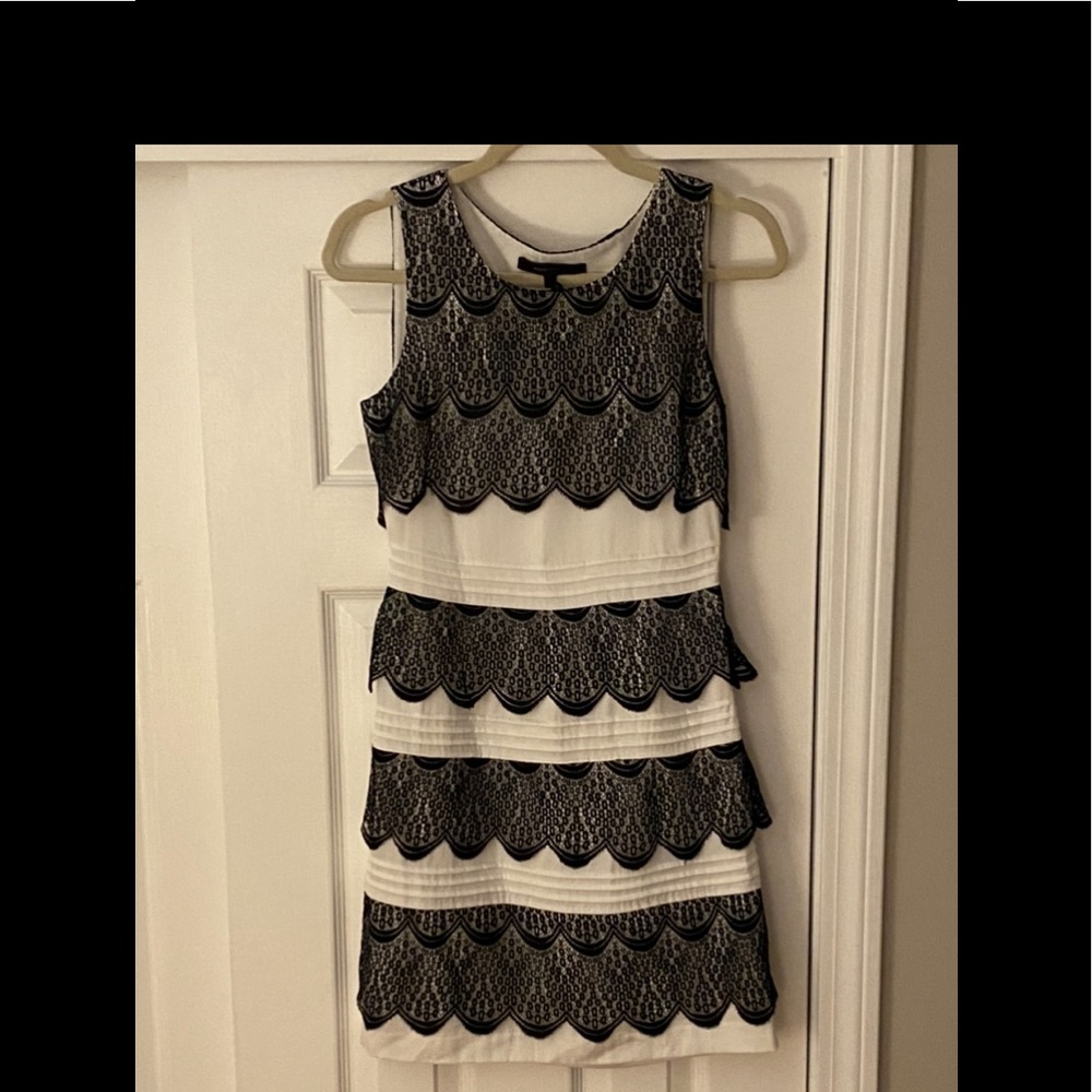 BCBG tiered black and white dress
